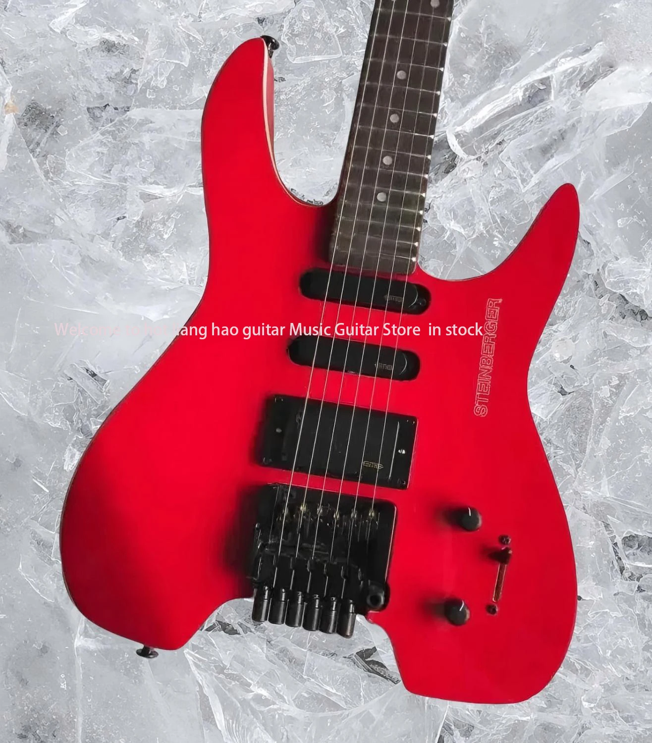 جيتار مقطوعة الرأس بألوان حمراء 6 أوتار على شكل شتاينبرغر موسيقى معدنية محمولة تقبل مخصص بأي نمط #5