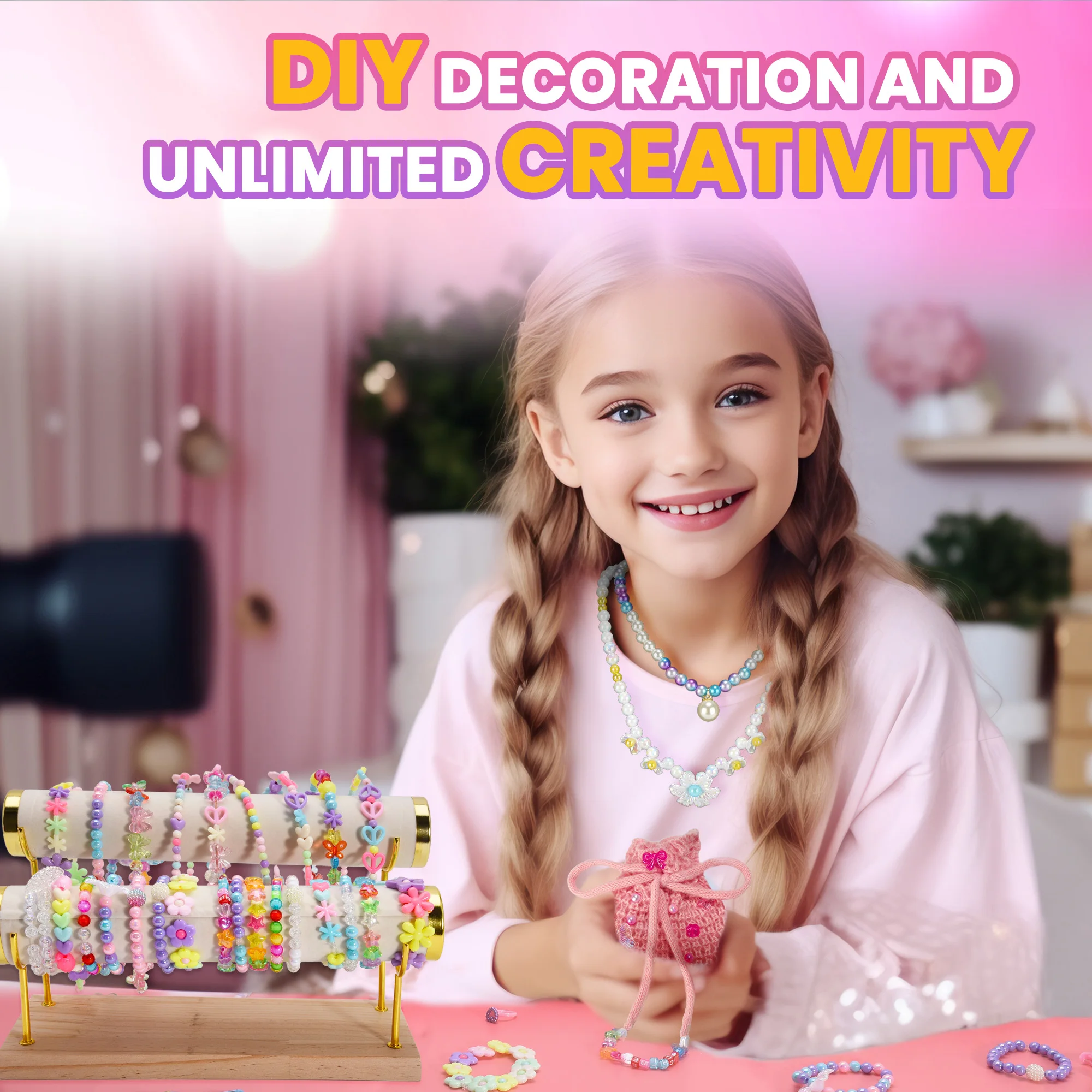 Vriendschapsarmband maken Kit speelgoed voor leeftijden 7 8 9 10 11 12 jaar oude meisjes, voor ketting, armband, ring creatieve DIY-set