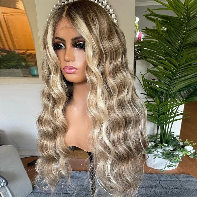 Light Chestnut Brown Highlight Brazilian Human Hair Wig Sale 22 Inch 13x6 Lace Frontal Body Wave Wig Transparent Lace For Women