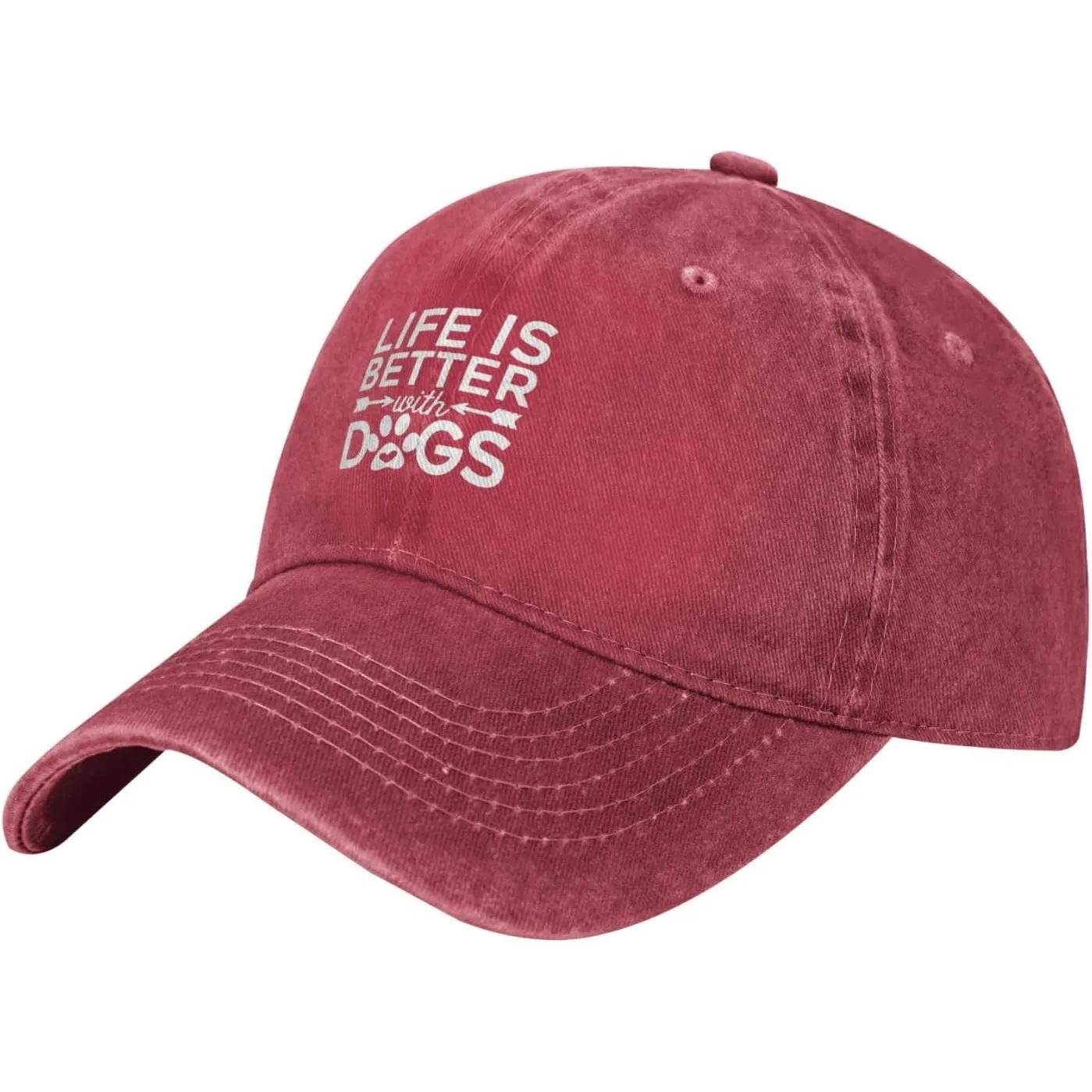 Dogs-Better-Life-Washed-Cotton-Baseball-Cap-Adjustable-Vintage-Low-Profile-Dog-Lover-Hat