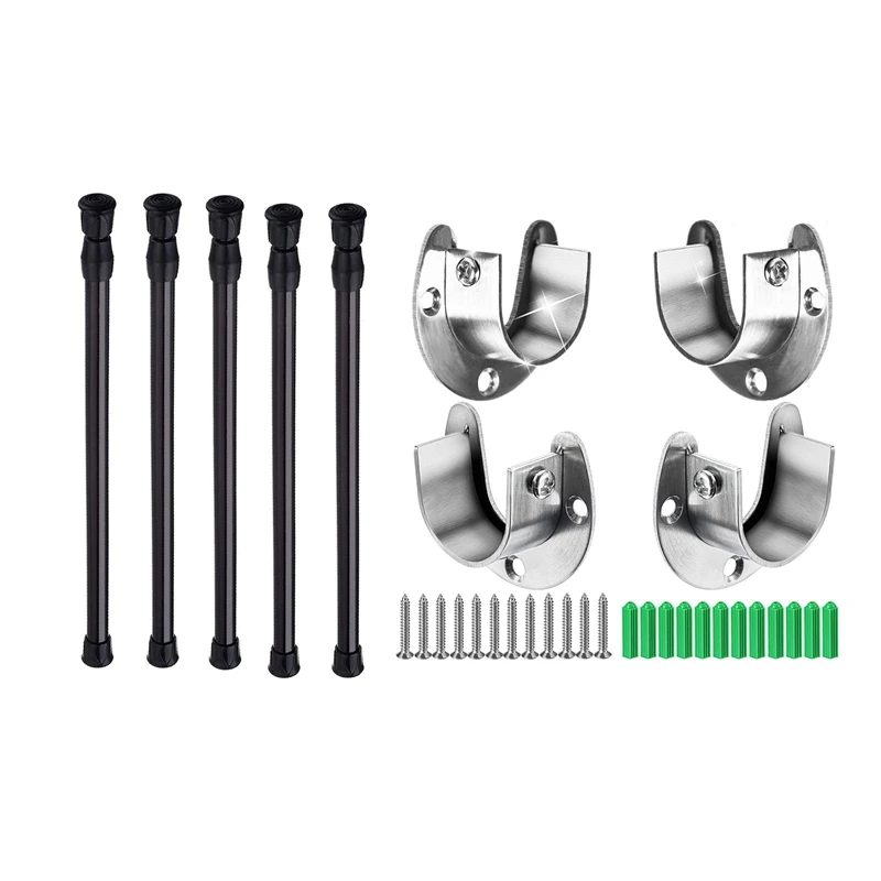 2 Set Accessories: 1 Set Cupboard Tensions Rod Spring 11.81 To 20 Inches & 1 Set Heavy Duty Closet Rod 1-1/3 Inches