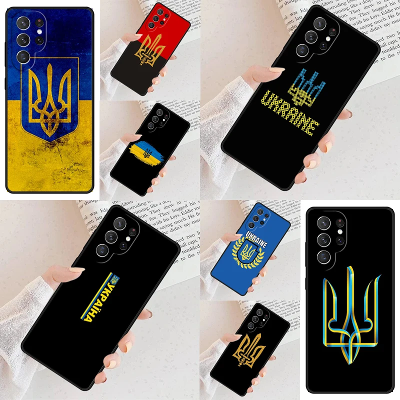 Ukraine Tryzub Flag Phone Case For Samsung Galaxy S24 S23 S22 S21 Ultra S10 Note 10 Pro S20 Plus FE S9 S8 Cover