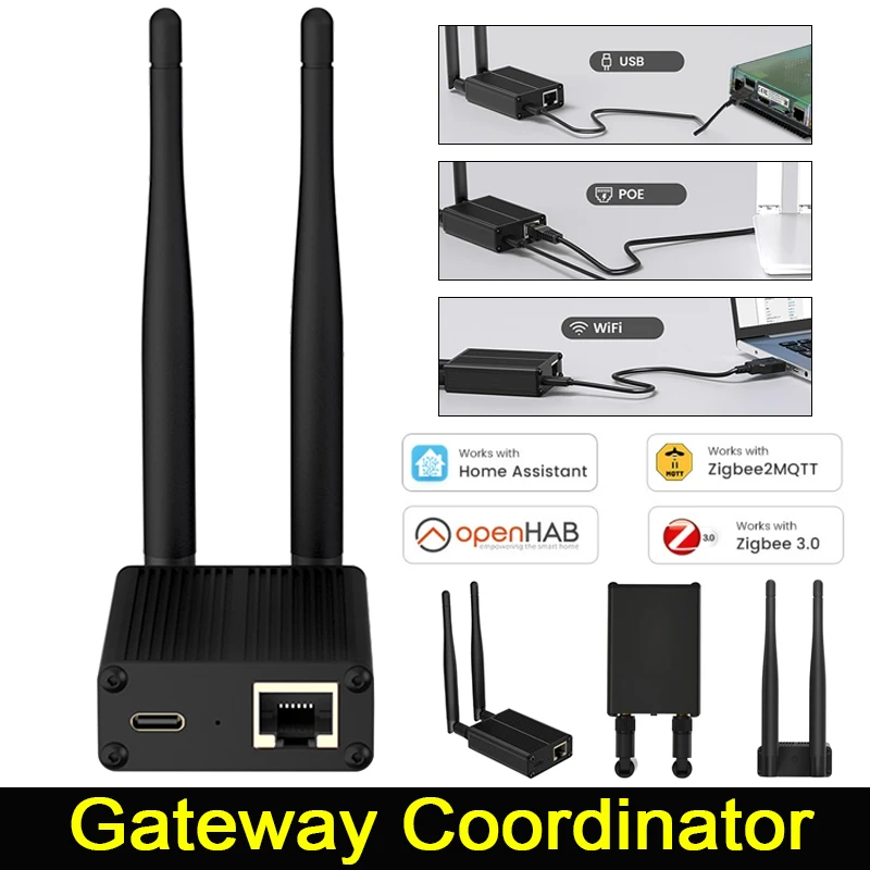 

Универсальный Ethernet-шлюз Gateway Bridge, совместимый с Zigbee2, MQTT, Home Assistant, ZHA, OpenHAB, USB и Wi-Fi, координатор шлюзов.