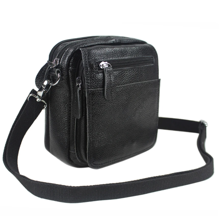 

Fashion 100%Natural Genuine Leather Shoulder Bag for Men Small Capacity Messenger Sling Bag Male Crossbody Casual Bag Black M151