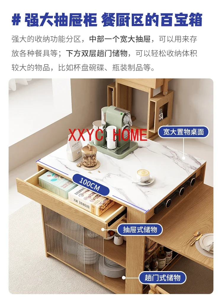 Modern Simple Home Small Apartment Retractable Stone Plate Kitchen Bar Counter