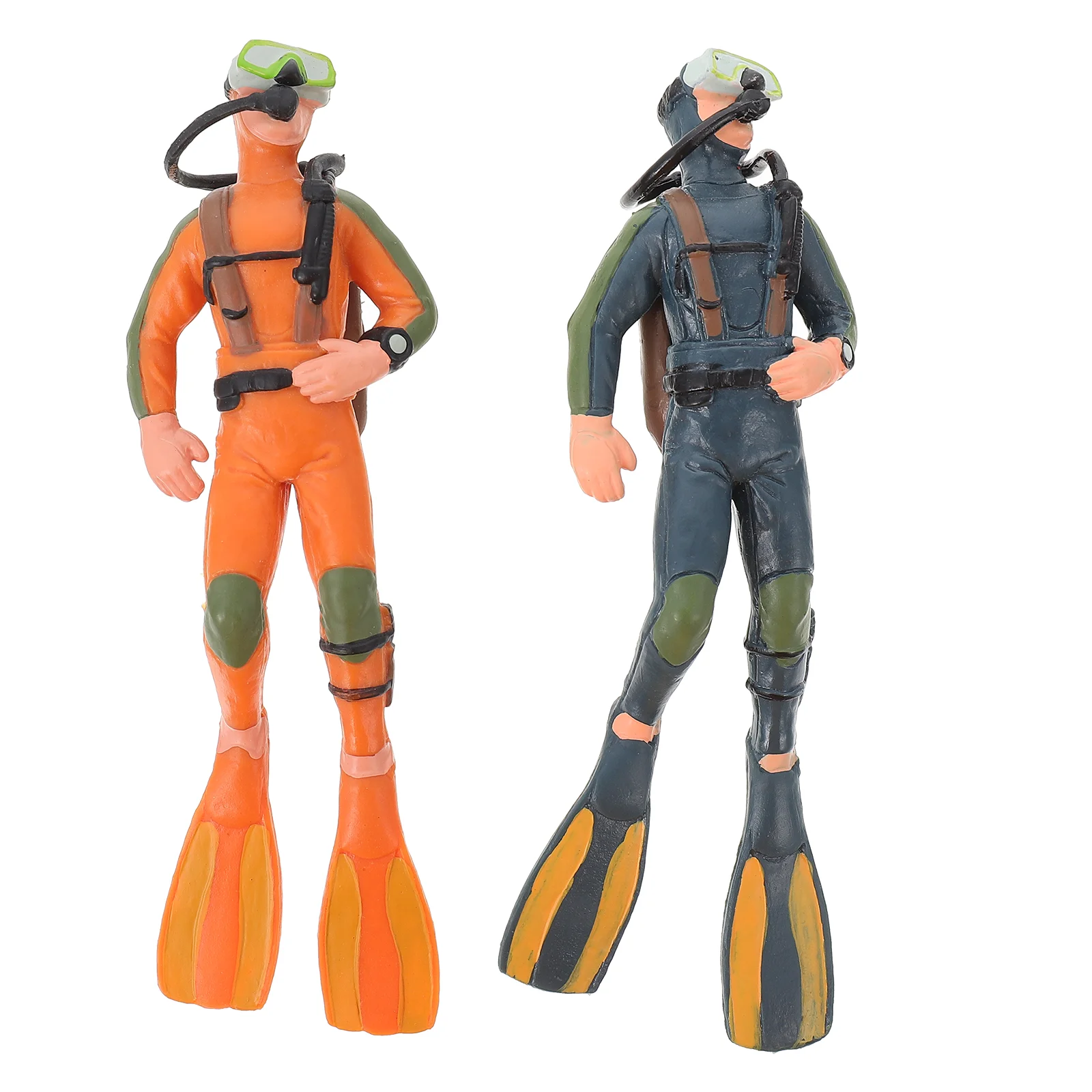 2 Pcs Diver Model Toys Figurine Landscape Ornament Simulated Plush Figure Animal Desktop Pvc Scene Layout Dad Filler