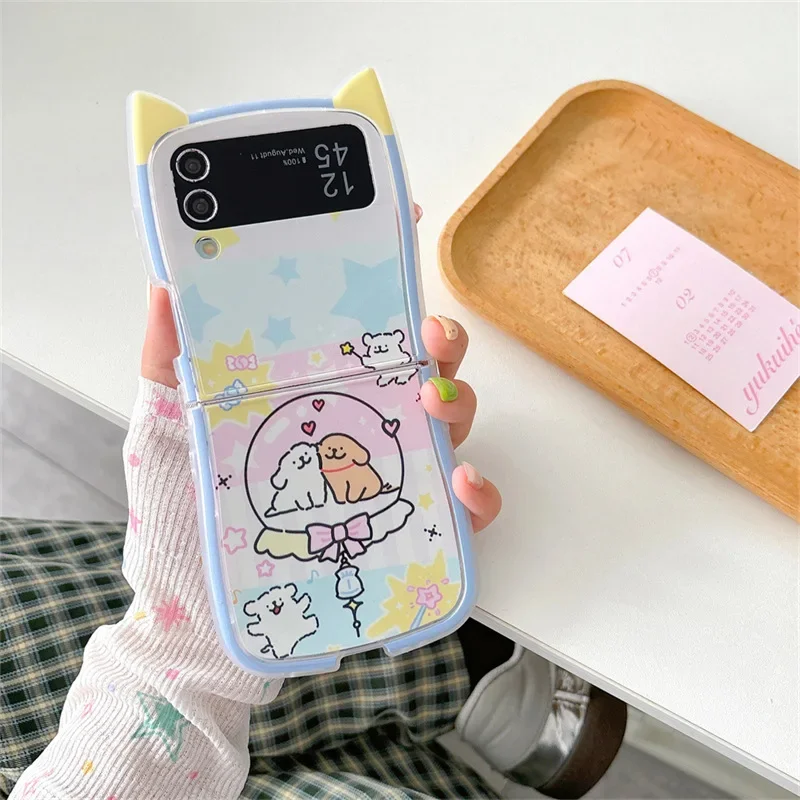 Hond Vriend Pluche Telefoon Stand Case voor Samsung Galaxy Z Flip 6 5 4 3 Beschermende Achterkant voor ZFlip4 ZFlip5 ZFlip6 Case