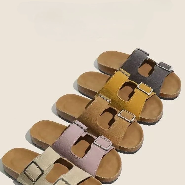 Fashion Flat Shoes Spring New Round Head Deep Mouth Suede Fringed Rivet Set Foot Anti-slip Wear-resistant Slippers