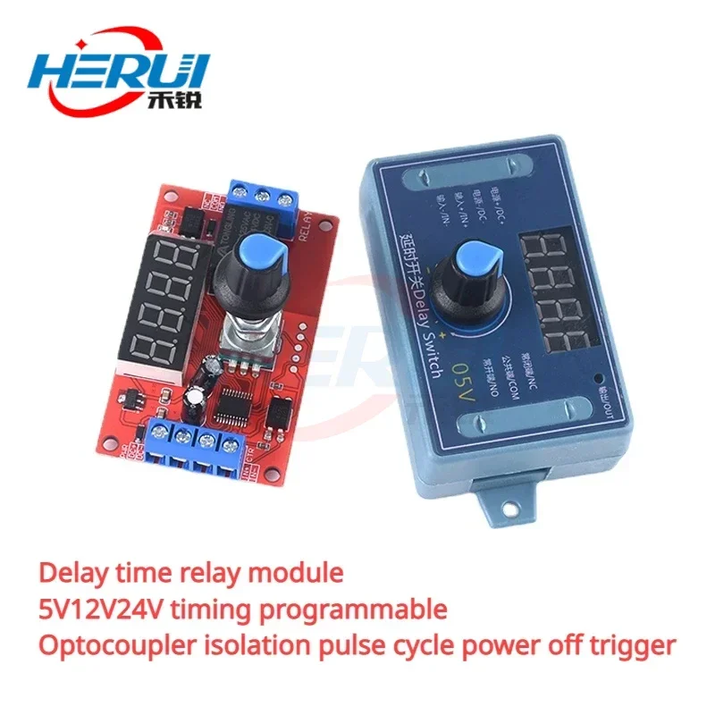 Delay time relay module 5V12V24V timing programmable Optocoupler isolation pulse cycle power off trigger