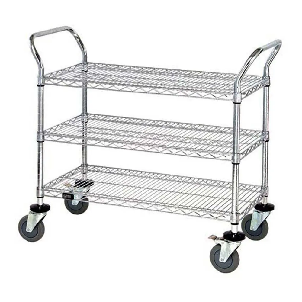 Quantum Storage Systems Wrc-1842-3 3-Tier Wire Utility Cart, 3 Wire Shelves, 5