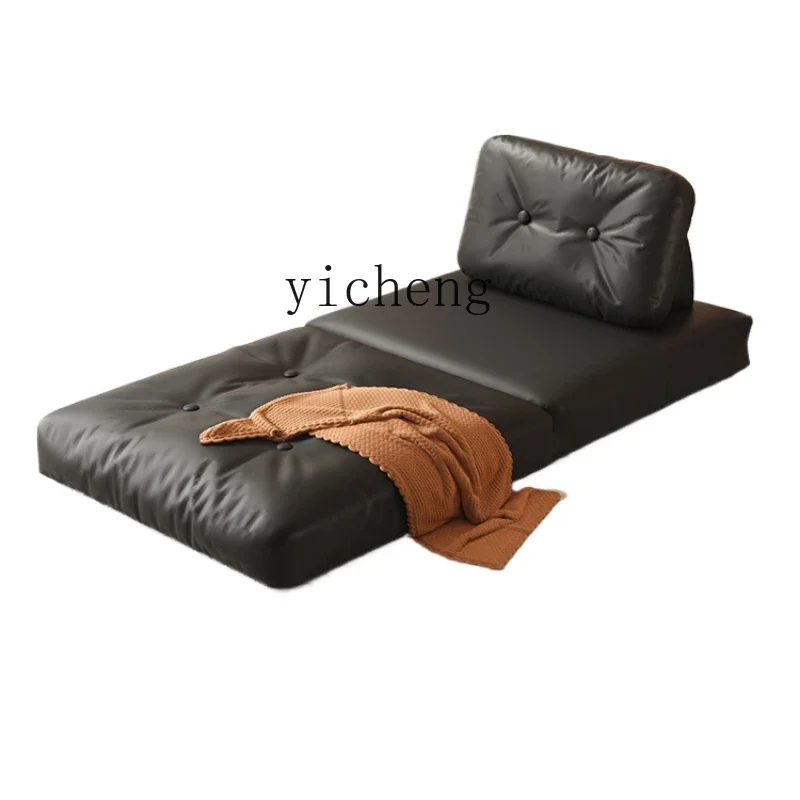 

XL retro leather sofa bed tofu block lazy sofa French single sofa bed