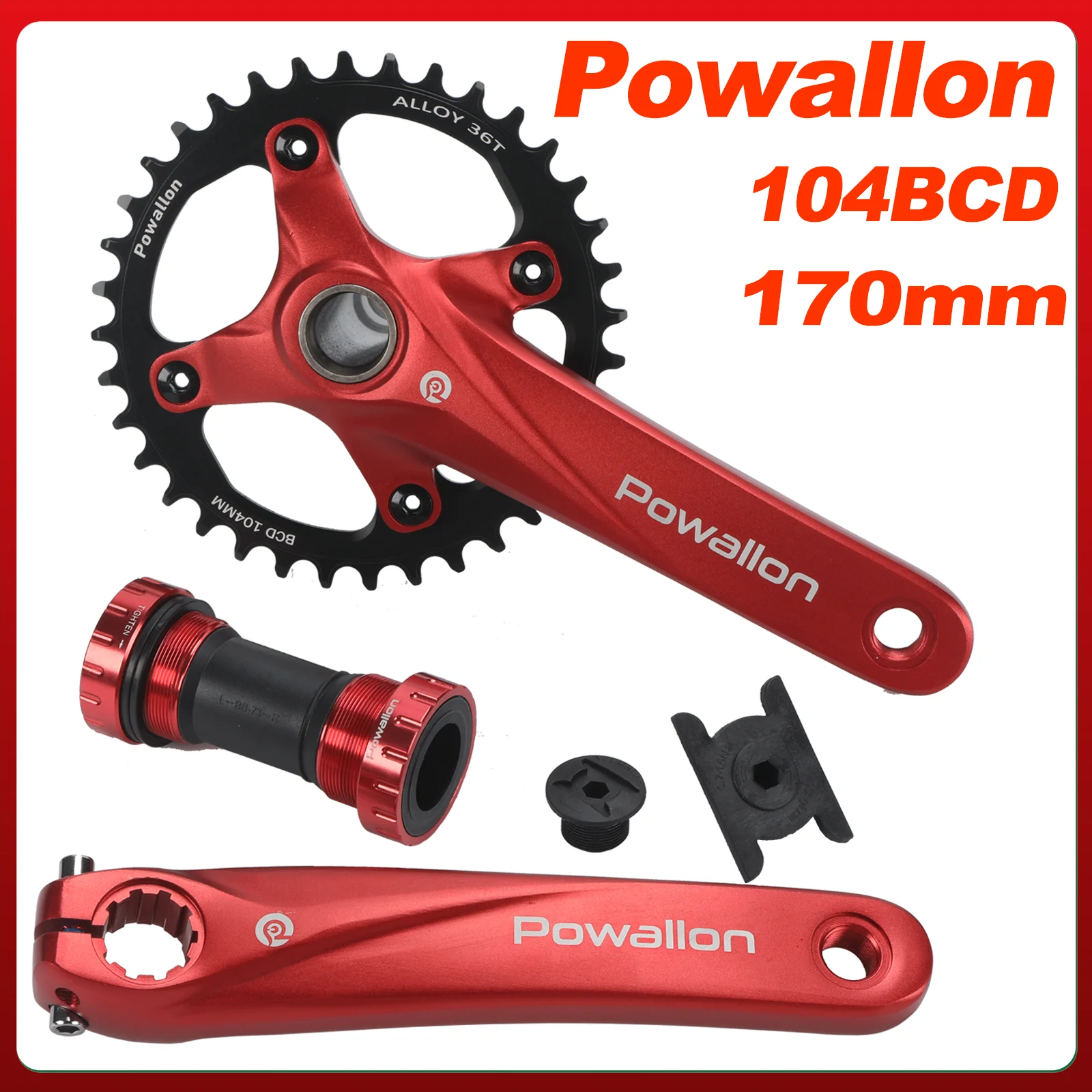

Полый интегрированный велосипедный шатун Powallon 170 мм, узкая широкая звездочка MTB 104 BCD, кривошипная звездочка с квадратным отверстием