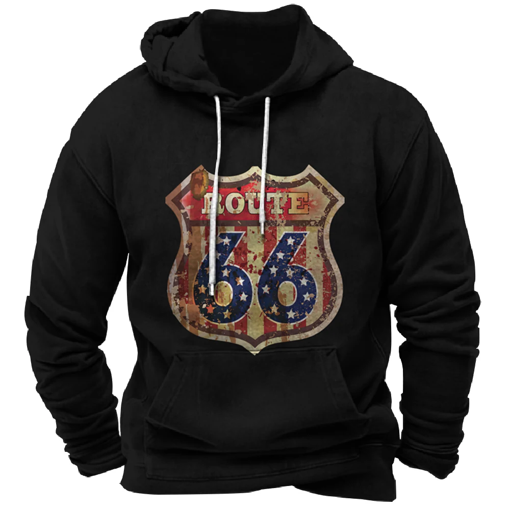 Vintage Hoodie Route 66 3d Print Hoodies Men Women Fashion Sweatshirts Boy Coats Sweats Men\'s Clothing Tracksuits