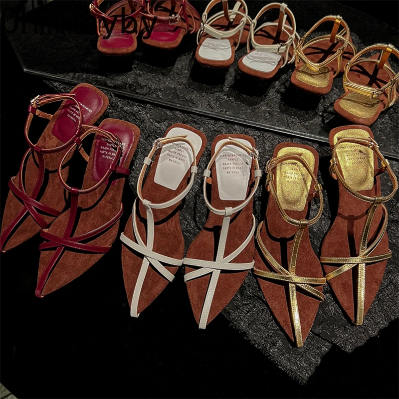 Summer Narrow Band Heel Women Sandals Fashion Pointed Toe Singbacks Pumps Stripper Party Female Sandalias