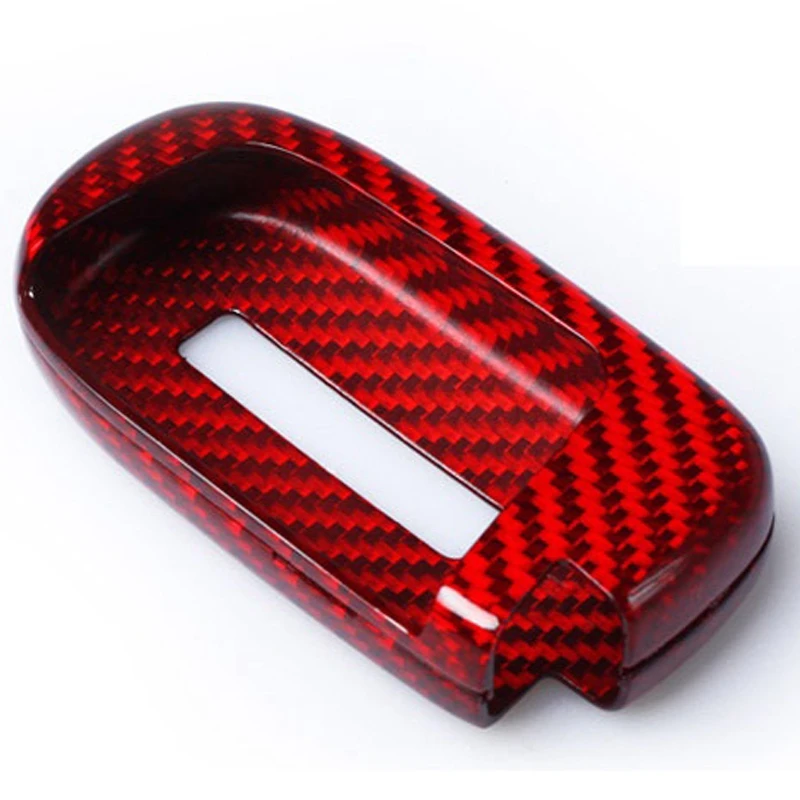 Red Carbon Fiber Key Fob Cover For Jeep Grand Cherokee Dodge Challenger SRT Hellcat SXT R/T GT Smart Car Remote Key