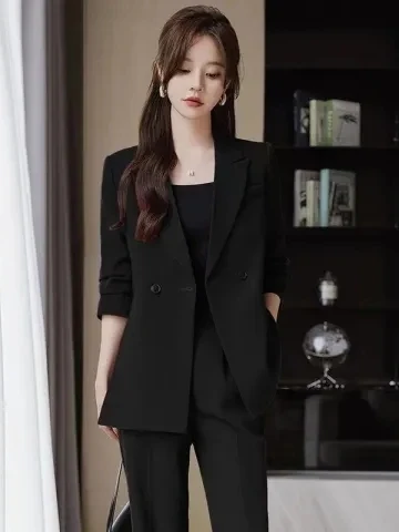 

Spring 2026 New Women's Premium Suit Jaet Two-Piece Set High Waist Pants Long Sve Korean Sle Commute Faion plus Size