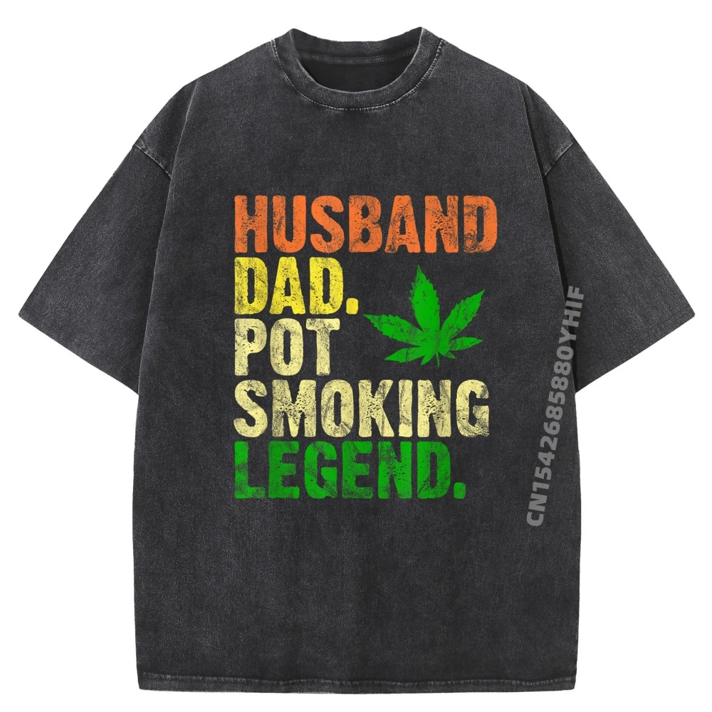 

Vintage Husband Dad Pot Smoking Family Summer Comfortable​Minimalist Adult Tops & Tees T-Shirt Retro Washed Newest Tshirts
