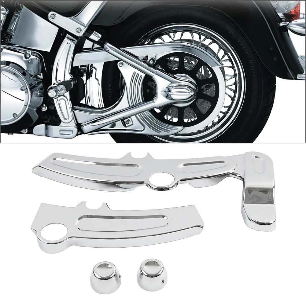 

1Set Chrome Motorbike Side Boomerang Frame Swingarm Nut Covers For Harley Heritage Softail Classic FLSTC 2008-2017 Breakout FXSB