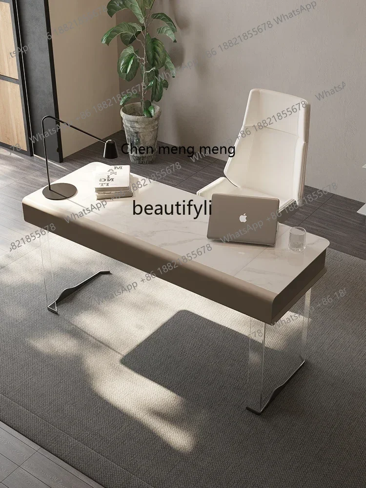 xzItalian Minimalista Acrilico Suspension Desk Moderno e Minimalista Boss Desk Luce di Lusso Home Studio Scrivania per Computer