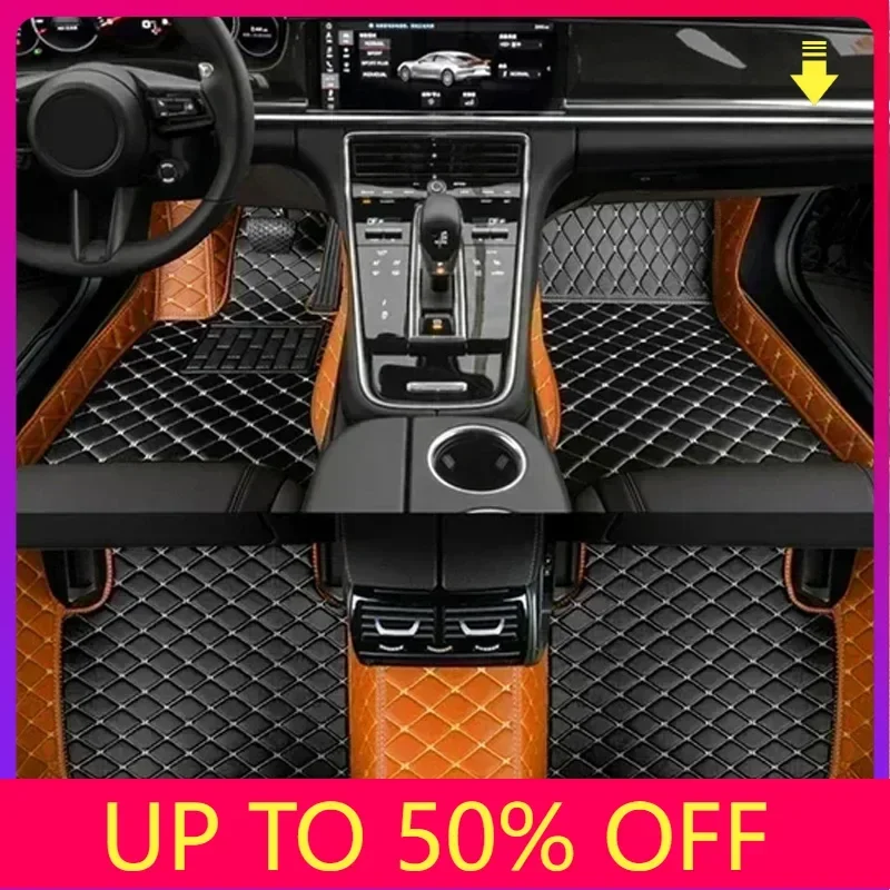 Custom Car Floor Mats For VW Passat B5 B6 B7 B8 2017-2020 Amarok 2010-2016Leather Auto Carpet Rugs Foot Pads Interior Accessorie