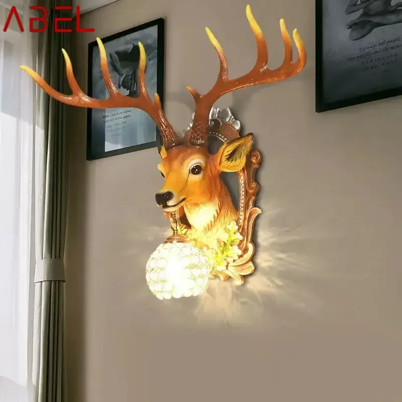 ABEL Contemporary Deer Wall Lamp LED Indoor Creative Lifelike Resin Sconce Light For Decor Home Living Room Bedroom