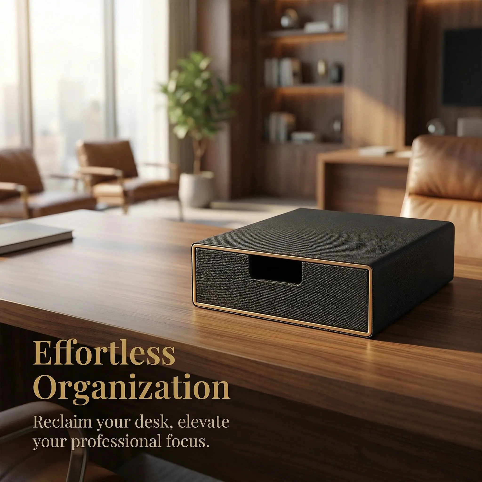 PU Desktop Drawer Organizer Single Office Desk Document Holder Black Paper File Organizer Receipt Storage Stackable