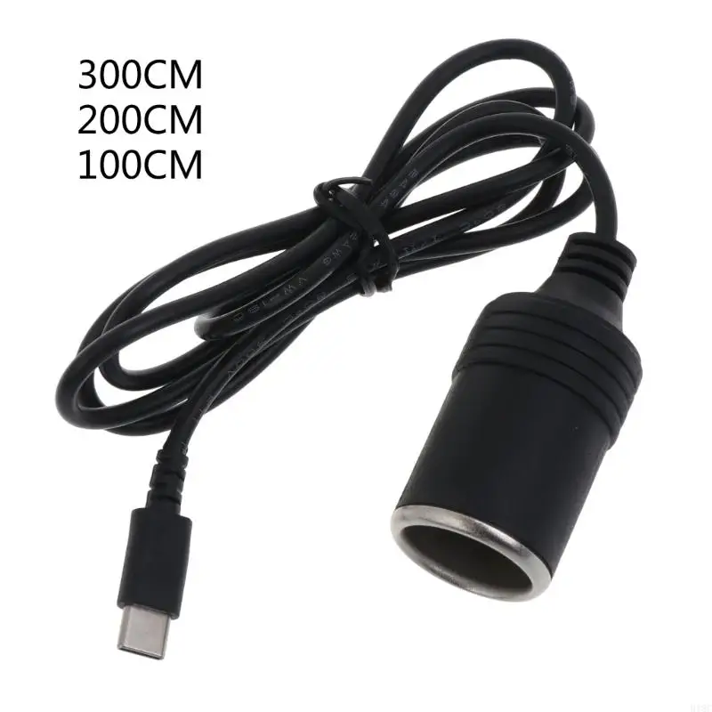 918C 12V5A USBC Port to 12V Car Cigarette-Lighter Socket Female Converter Adapter