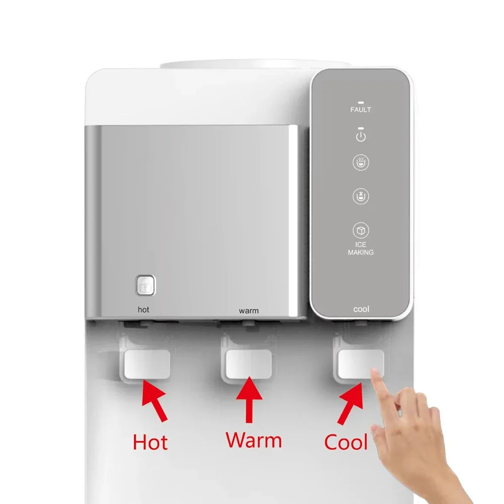 Top Loading Compressor Cooling 2 in 1 Standing Water Dispenser with Ice Making Function