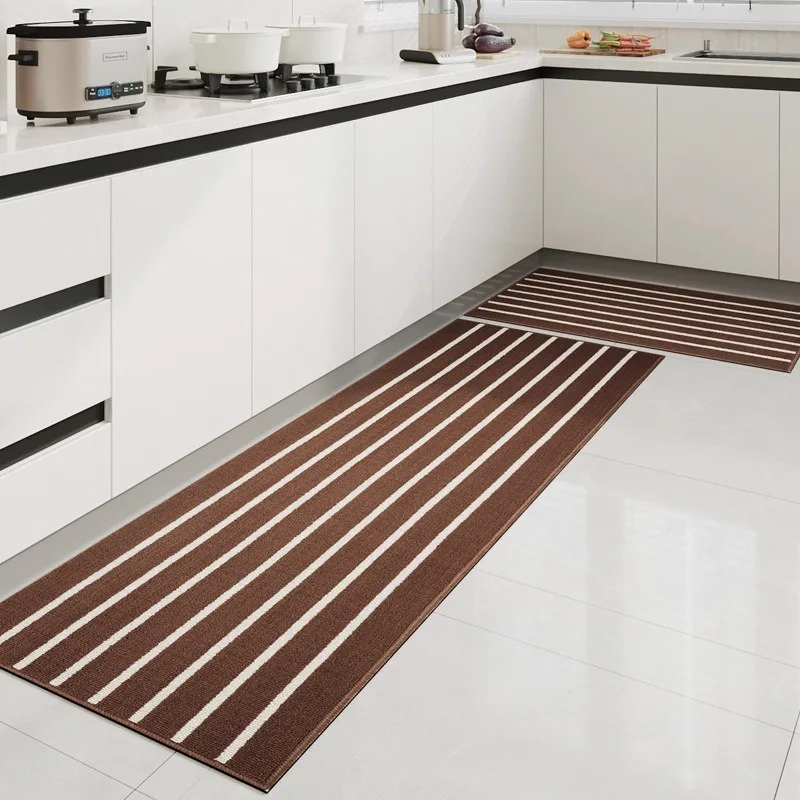 

Kitchen Floor Mat Black-white Stripes Long Rug Dirt-resistant Anti-slip Foot Mats Home Corridor Bedroom Bedside Carpet Ковер 러그