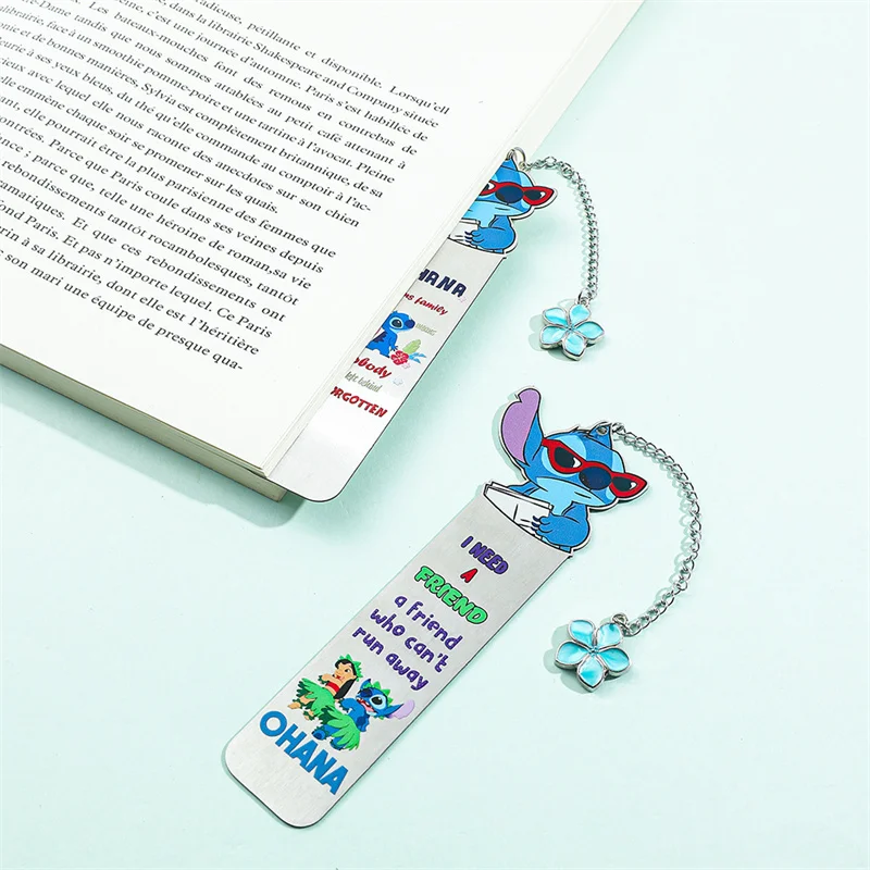 12pcs/lot Creative Disney Stitch Bookmark Cute Metal Pendant Stationery Label Office School Supplies