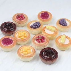 10/100pc Resin Fruit Egg Tart Series Simulation Food DIY Scrapbook Decoration Crafts Dollhouse Accessories Keychains Materials