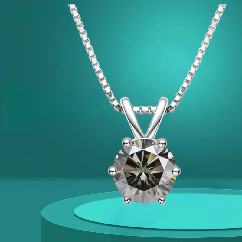 1.0ct-5ct Moissanite Pendant Necklace With Certificate For Women Original Real 925 Silver Chain Solitaire Drop Necklaces - view 5