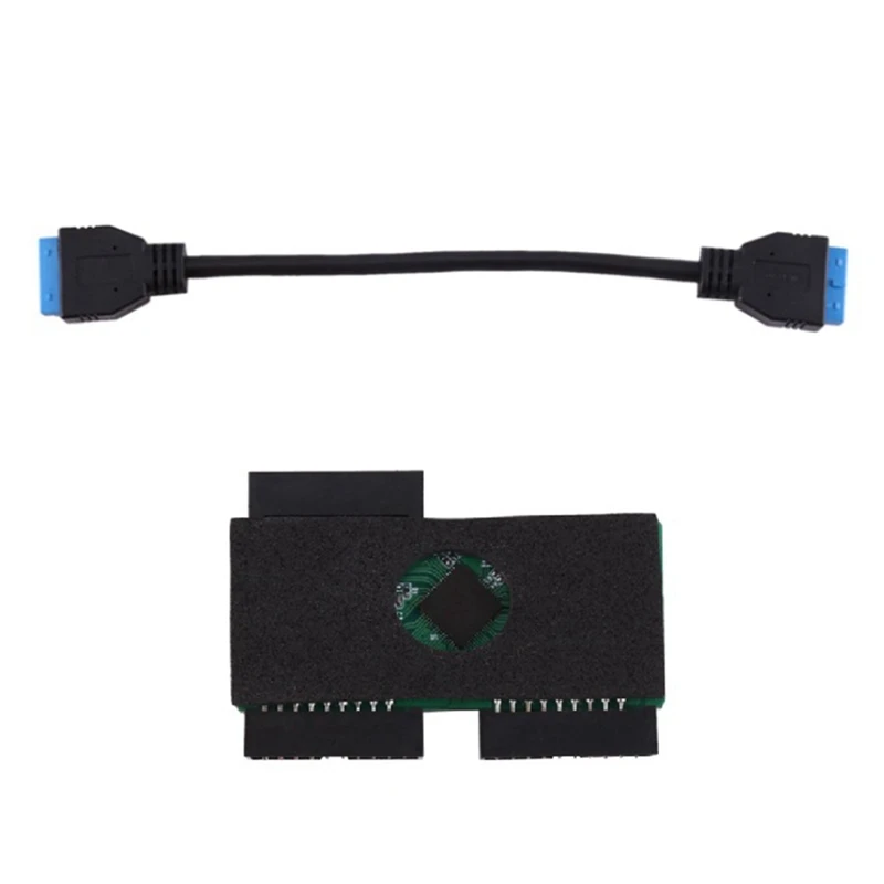 3.0 19Pin 1 To 2 Header Extension Wire Black PVC+Copper Wire With Adopting Chip And Modular Cable Line And Expansion Card
