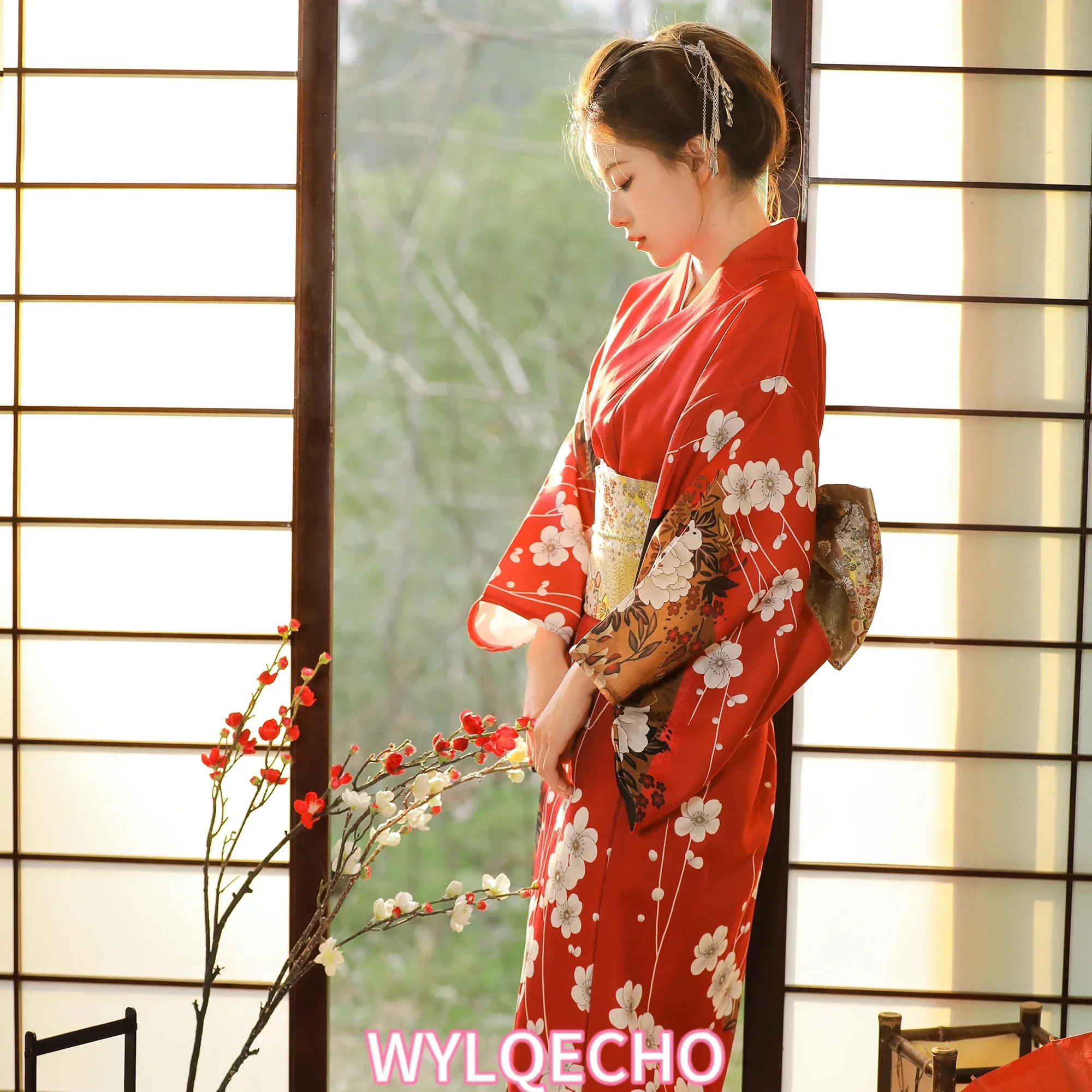 Red Kimono Women Japanese Traditional Yukata Haori Kimonos Cosplay Gown Female Summer Fashion Photography Clothes Formal Dress - Image 5
