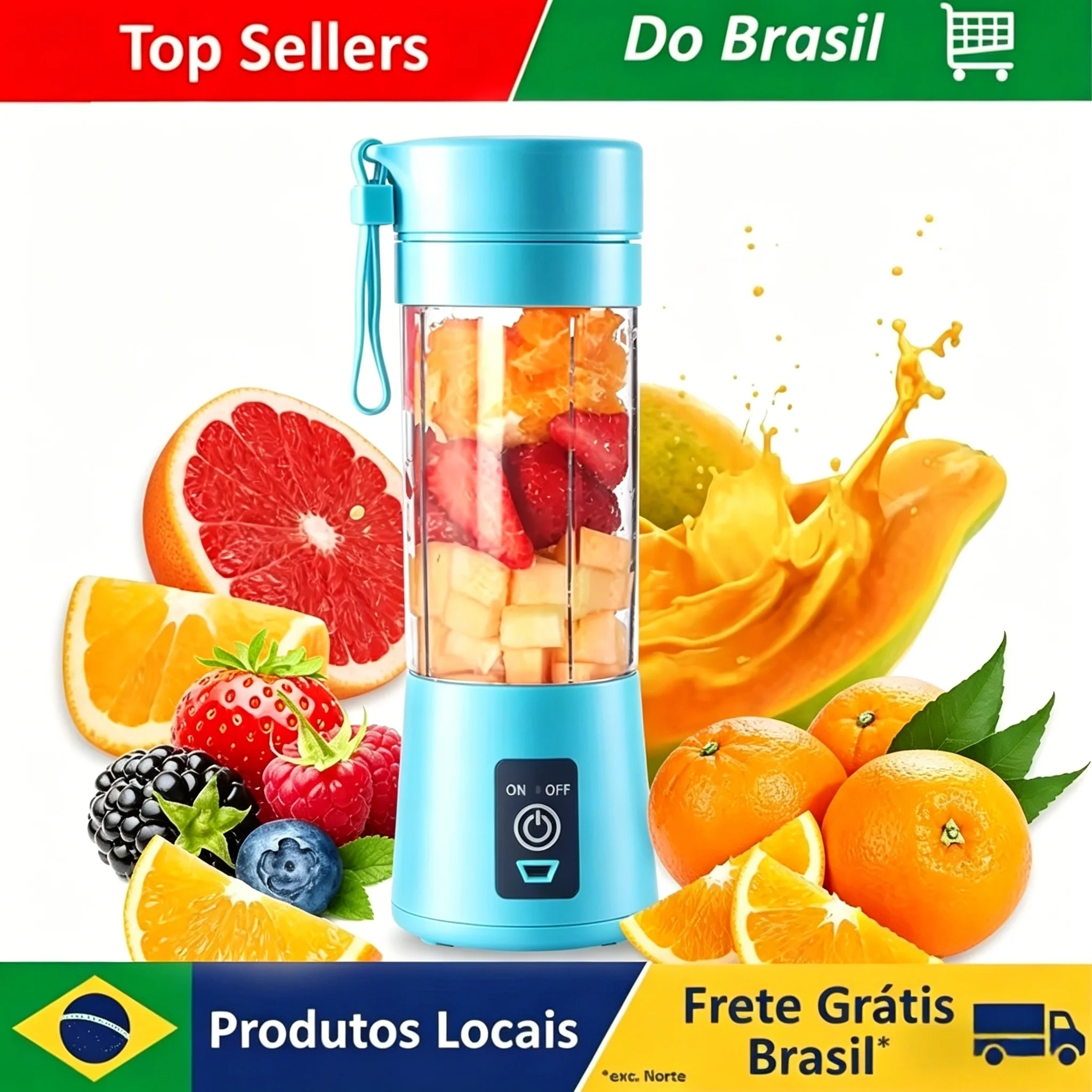Mini Liquidificador Elétrico Portátil com Carregamento USB, Preparador de Smoothies e Milkshakes, Espremedor Automático de Frutas Frescas, Laranja, Limão, Liquidificador de Cozinha