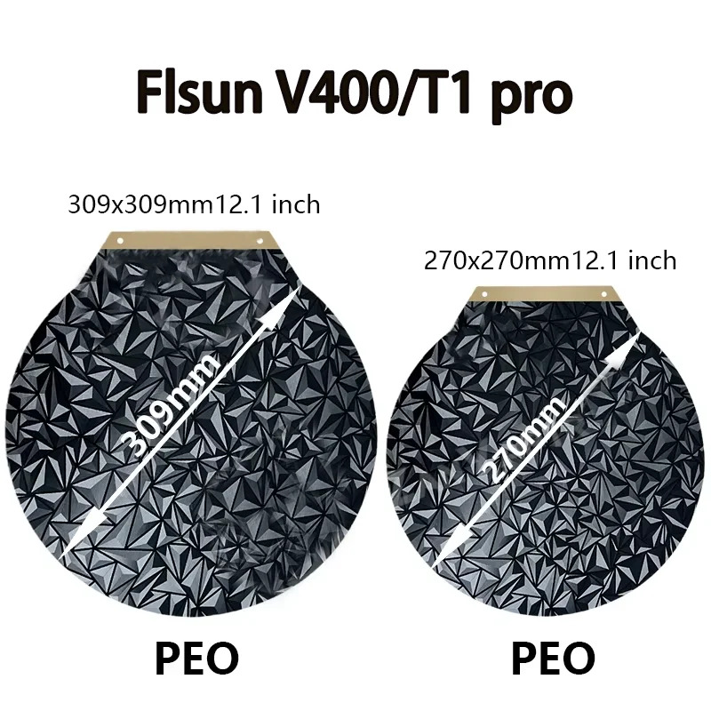 

ENERGETIC Flsun T1 Pro Гладкая пластина PEO диаметром 270 мм Двусторонняя печать Гибкая текстурированная PEI Гладкий стальной лист PET/PEY