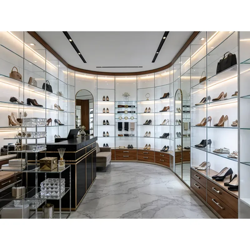 Pull Revolving Display Rack Cabinet Kiosk LED Lighting for Shoes Protective Cover Painted Backdrops for Retail Stores