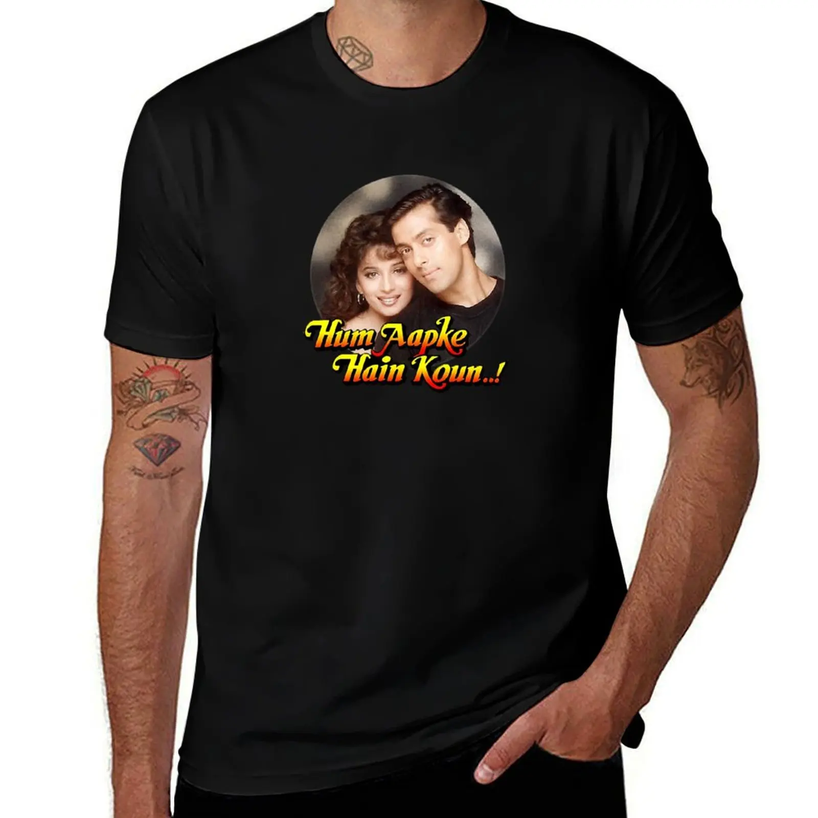 

Salman Khan Vintage Design - Hum Aapke Hain Koun T-Shirt Utility Work Short Sleeve Top
