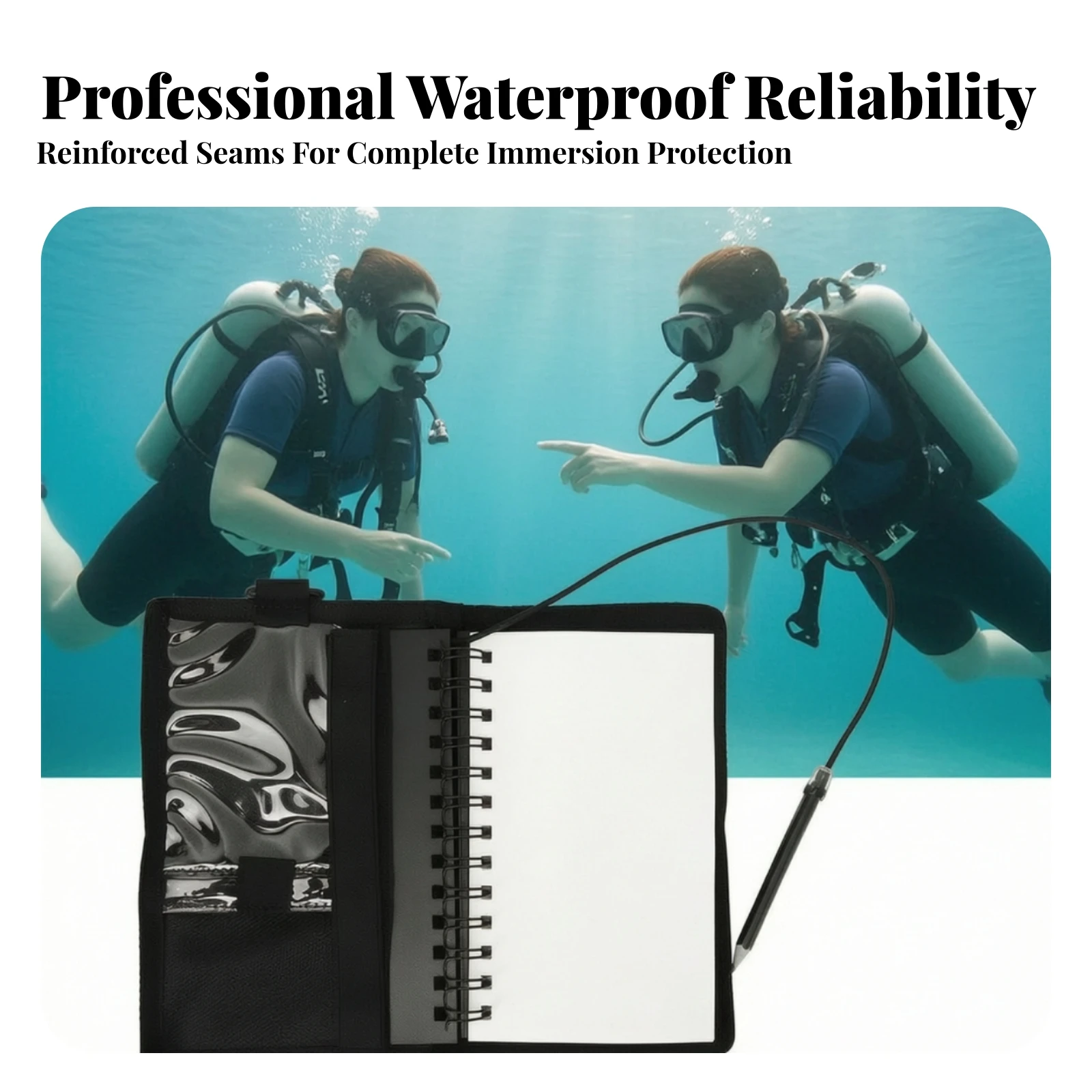Diving Notebook Compact Underwater Notebook Scuba Diving Logbook with Spiral Binding Portable Stationery Sturdy for Divers