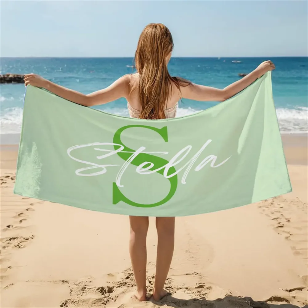 Personalized Name Beach Towel, Oversized Custom Monogram Pool Towel, Signature Beach Towel For Kids, Vacation Gift, Picnic Towel