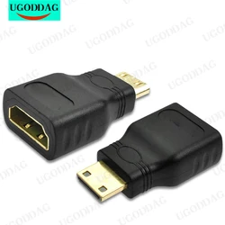 Mini HDMI-compatible to HDMI-compatible Adapter Gold-Plated 1.4 3D Extension Adapter 1080P Converter Audio and Video Converter