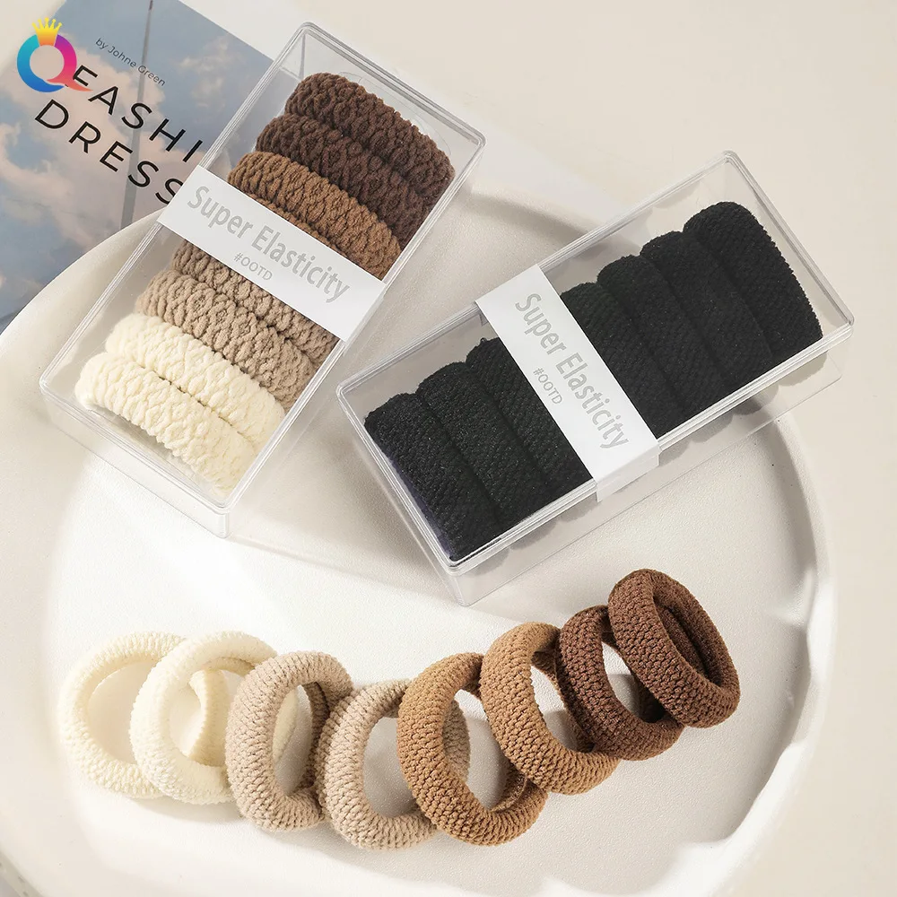 

8pcs Set of Chic Trendy Minimalist Thickened Ponytail Holders Elastic Rubber Hair Bands for Women Girls Stylish Hair Accessories