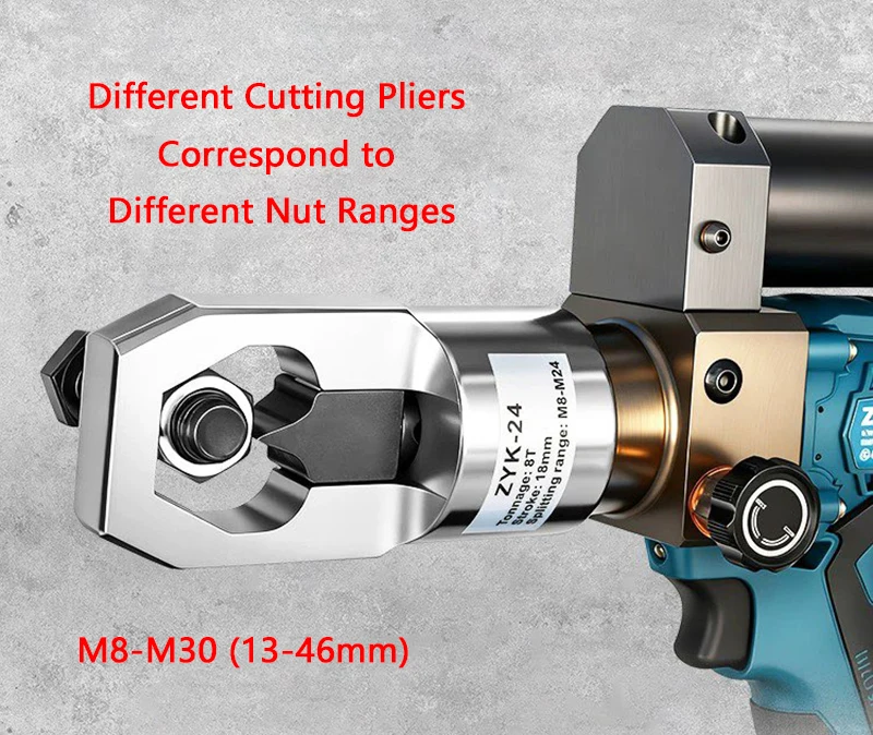 Electric Nut Cutter ZYK-24/27/30 Portable Hydraulic Tool Screw Cutting Rusted Bolt Nut Cutting Removal and Dismantling