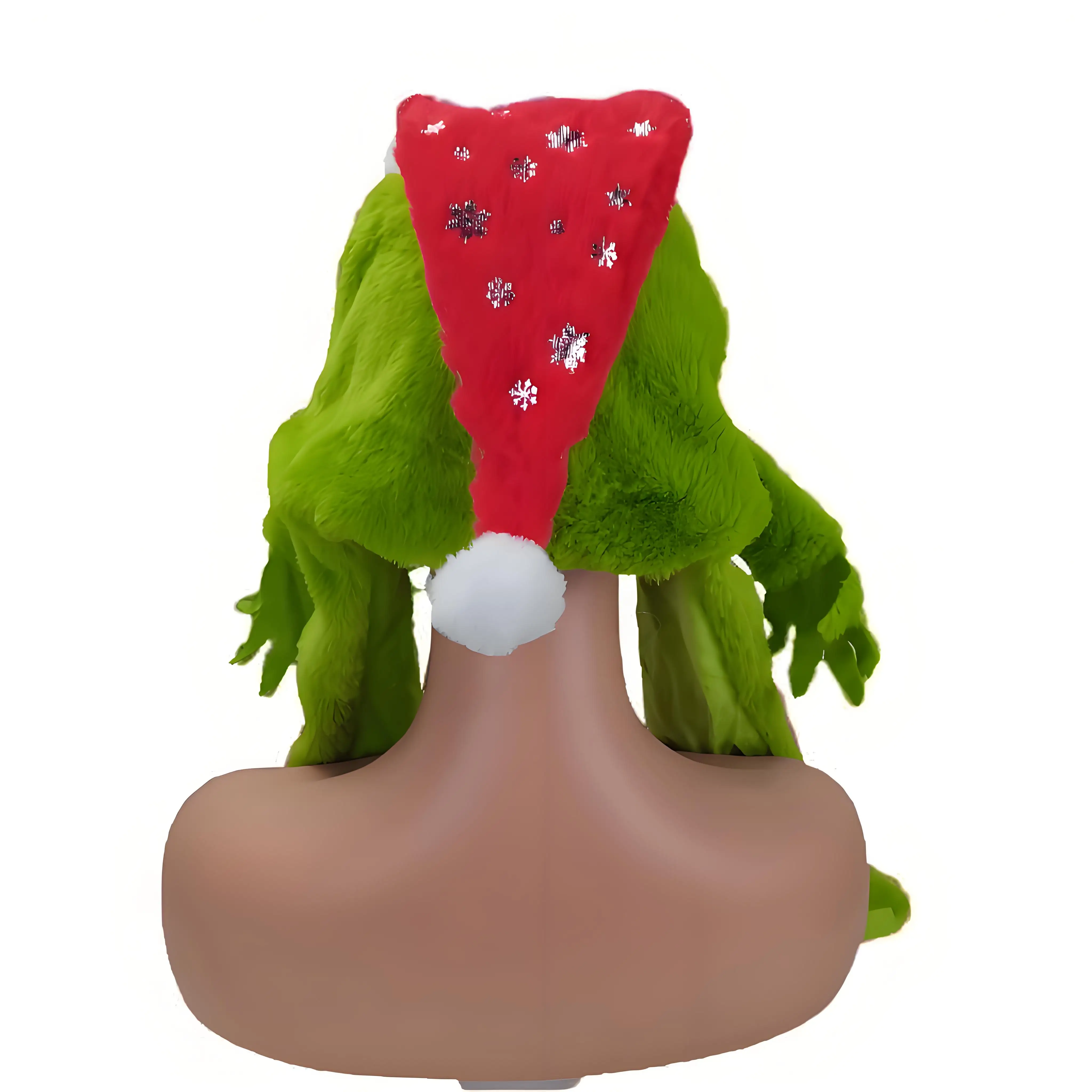 Kawaii Green Monster Santa Claus Plush Hat Cute Winter Warm Milu Deer Design Cartoon Christmas Hat for Kids X-Mas Gift