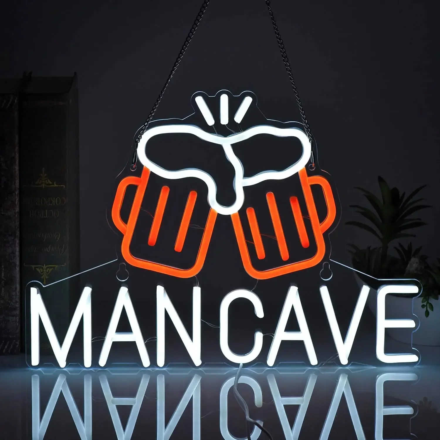 Man Cave Neon Sign Beer Mug LED Wall Art USB Powered Glow Lamp Bar Decor Novelty Gift Hanging Light Home Garage Game Room