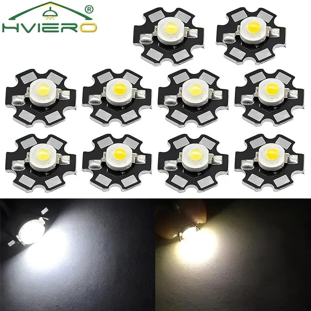 10 قطعة LED الدافئة الأبيض رقاقة خرزة مصباح 1 واط عالية الطاقة DIY بها بنفسك ضوء مع 20 مللي متر ستار PCB البلاتين المبرد الإضاءة الزخرفية الداخلية