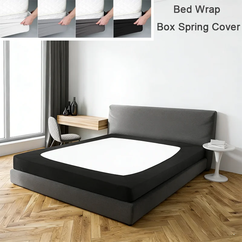 

2026 Newest High Elastic 4 Sides Box Spring Cover Stretchy Jersey Knit Bed Wrap Mattress Encasement for Twin Full Queen King Bed