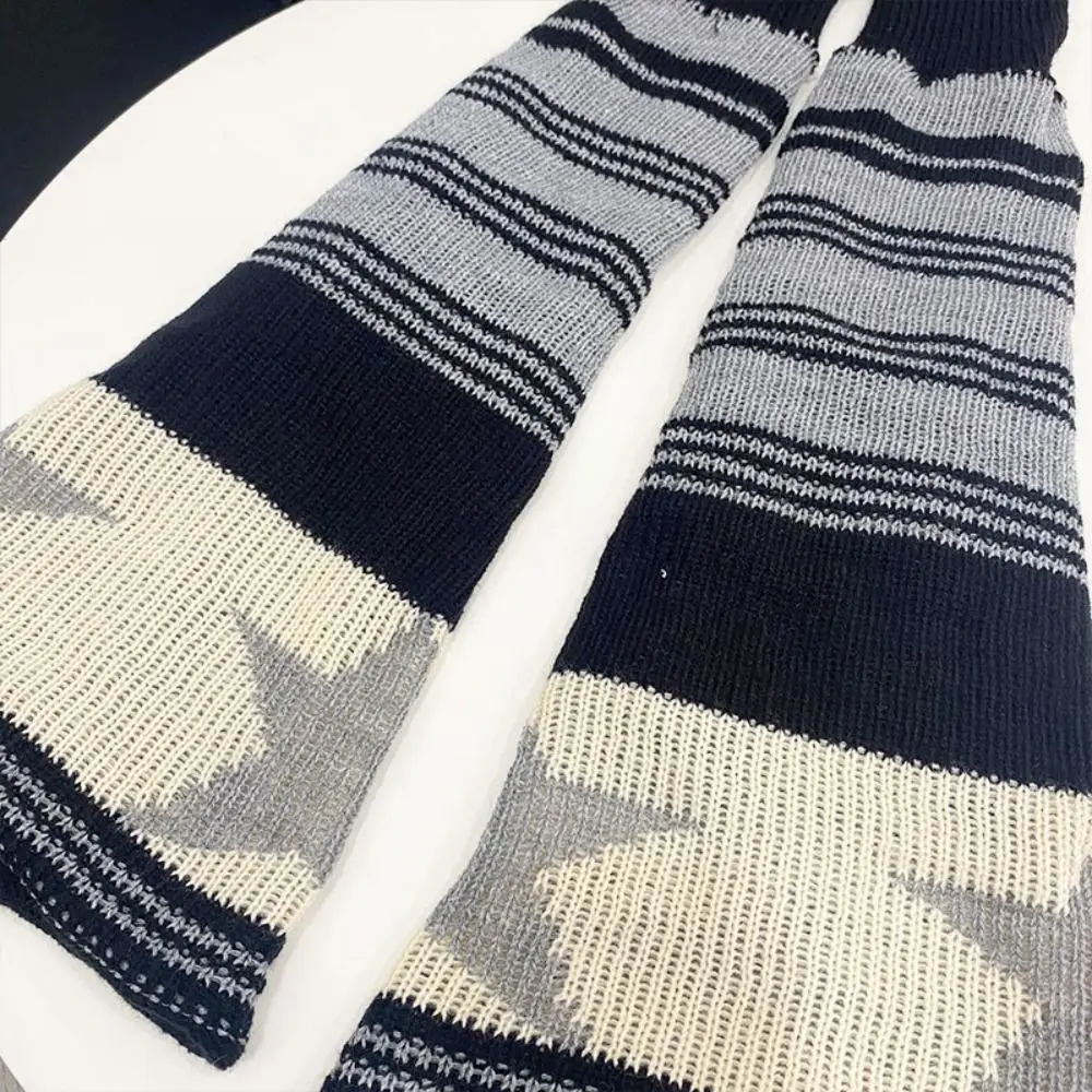 Harajuku Pink Brown Star Leg Warmers Knitted Keep Warm Gothic Y2K Stockings Japanese JK Leg Socks Hot Girl Accessories