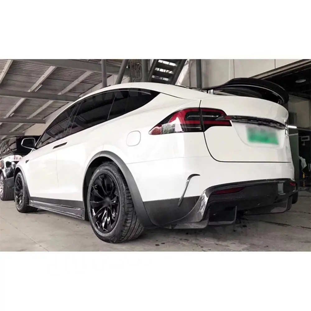 Carbon Fiber Car Front Rear Bumper Lip Splitters Diffuser Spoiler Side Skirts For Tesla Model X BodyKit Car Styling