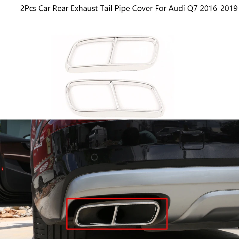 

2Pcs Stainless Steel Black Car Rear Exhaust Tail Pipe Cover For Audi Q7 2016-2019 4M Muffler Decoration Exterior Car Accessories